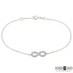 0.15 Carat Natural Diamond Infinity Bracelet 14K White Gold